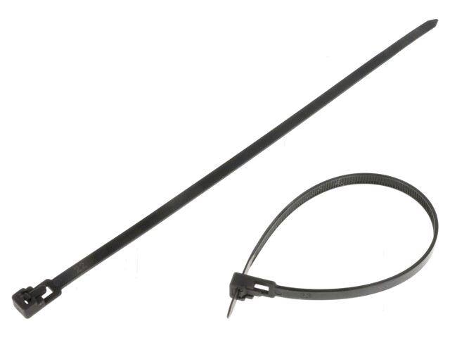 Kabelbinder; losmaakbaar; L: 200mm; W: 4,8mm; polyamide; zwart Kabelbinder; losmaakbaar; L: 200mm; W: 4,8mm; polyamide; zwart